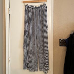 Vertical striped paper bag pants- small